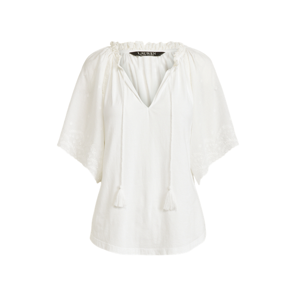 Top in jersey con volant e trafori Lauren in 1