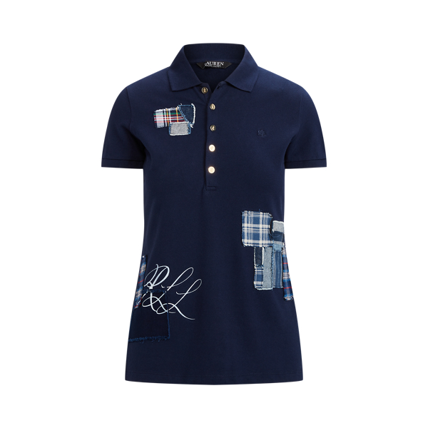 Camisa Polo com remendos em piqu&eacute; Lauren em 1