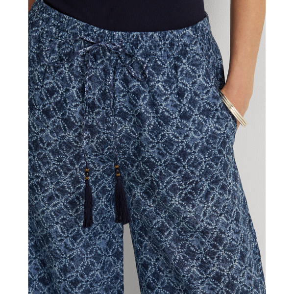Blue Multi Geo-Print Linen Wide-Leg Trouser Lauren 5