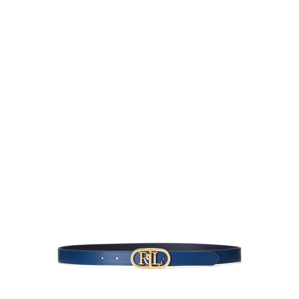 Omkeerbare leren riem met logo Lauren in 1