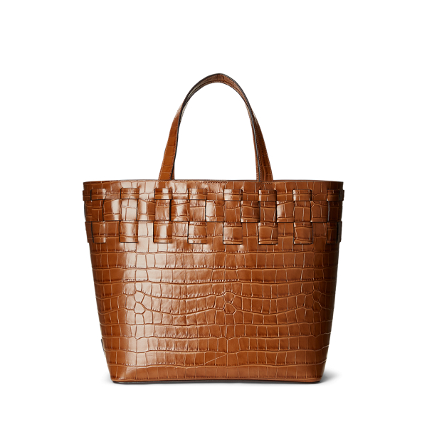 Woven Embossed Leather Large Brit Tote