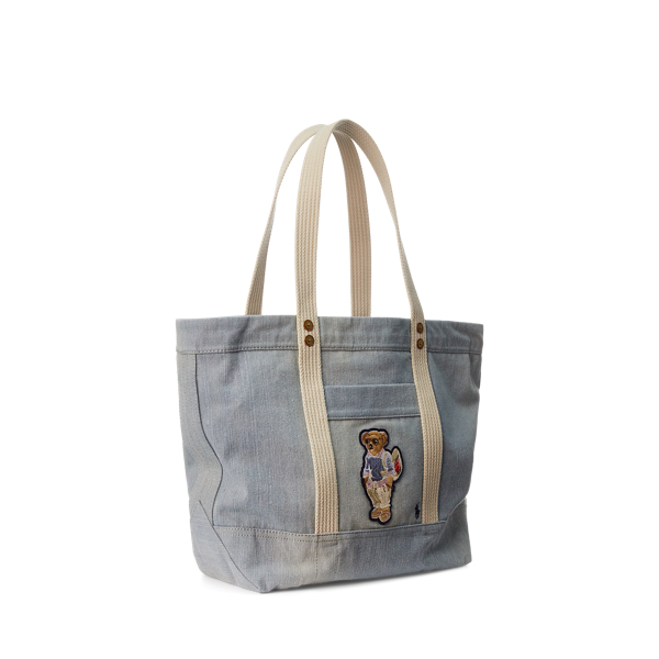 Polo Bear Medium Denim Tote for Women Ralph Lauren® GE