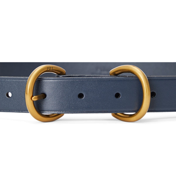 Cintur&oacute;n estrecho de piel vachetta Polo Ralph Lauren en Azul marino 2