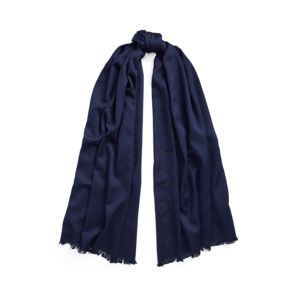 Navy Blue Charlotte Jacquard Scarf Lauren 1