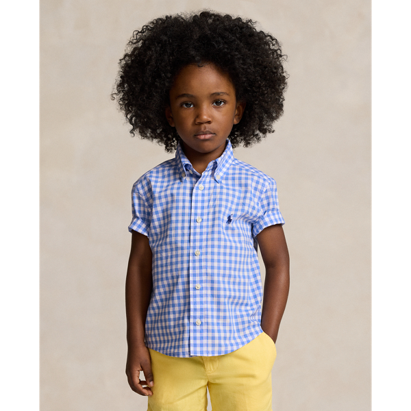 Blue/White Gingham Poplin Short-Sleeve Shirt Boys 2-7 1