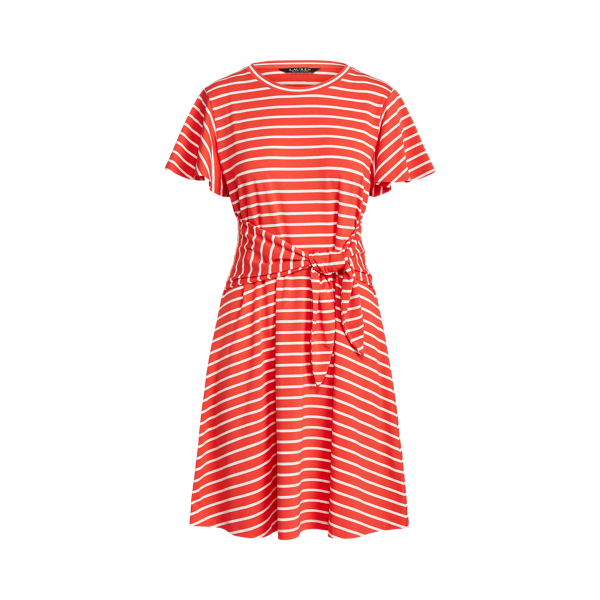 Striped Tie-Front Jersey Dress Lauren 1
