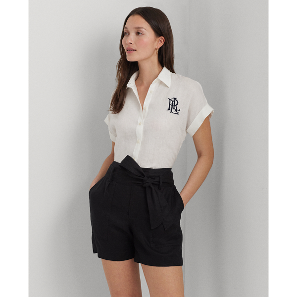 Ralph lauren white linen shirt womens best sale