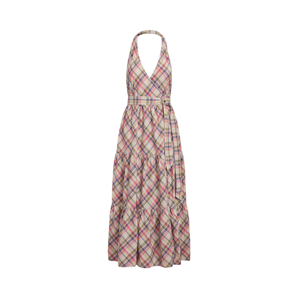 Madras Tiered Wrap Maxidress Polo Ralph Lauren 1