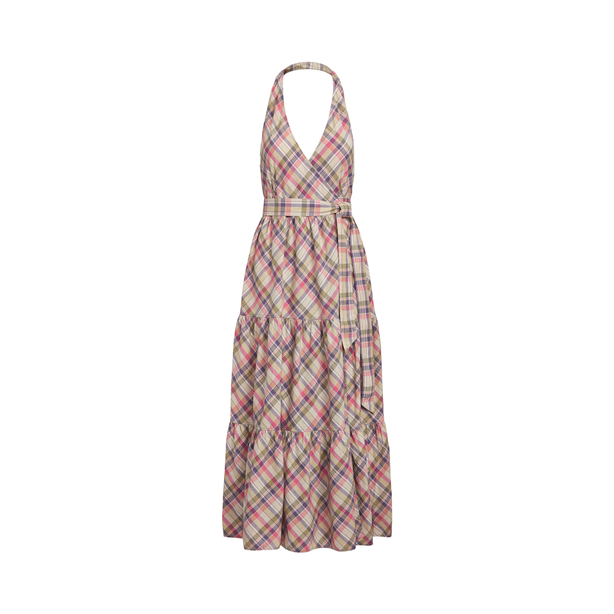 Madras Tiered Wrap Maxidress