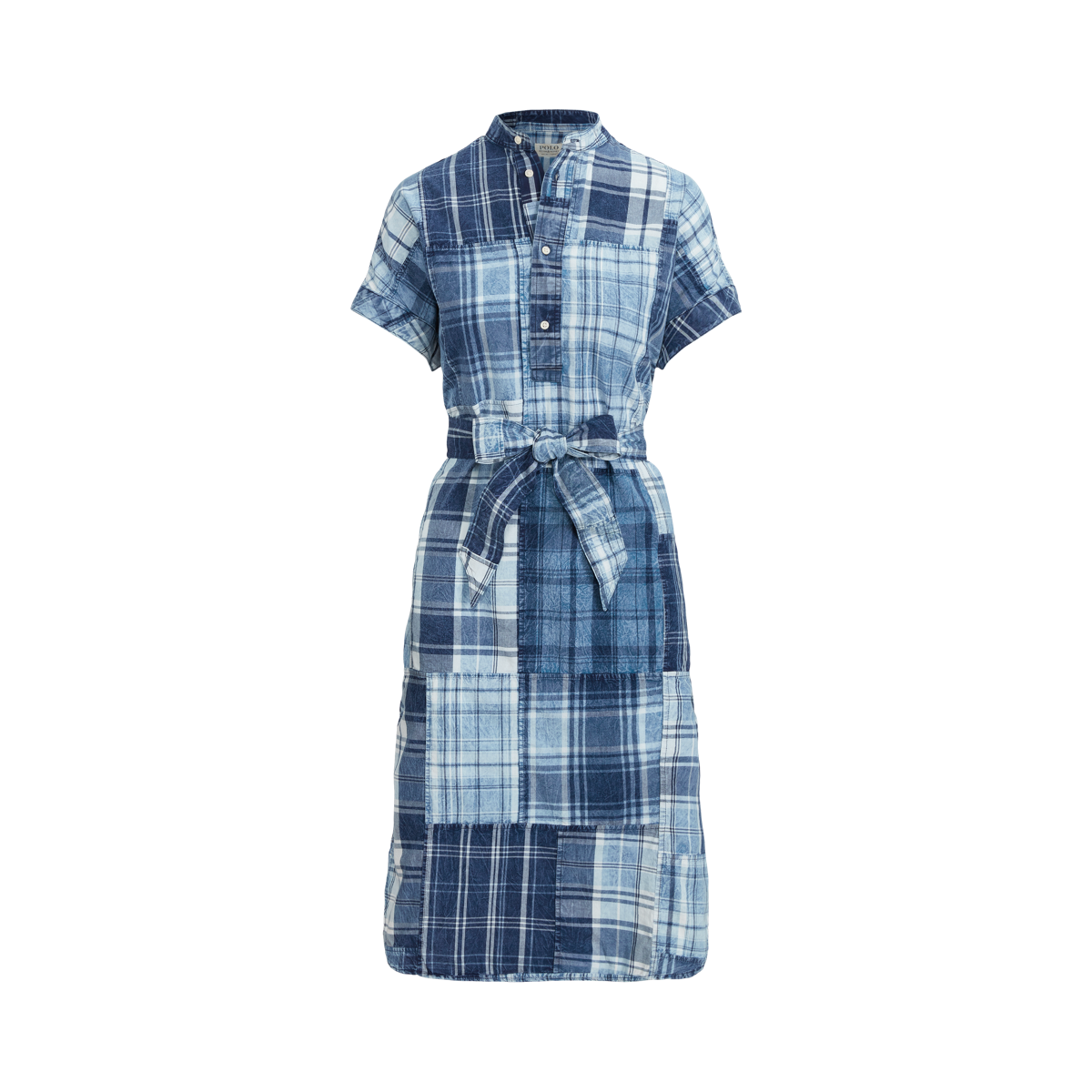 POLO RALPH LAURENプラッドパッチワーク ヘンリー シャツドレス Plaid-Patchwork Henley Cotton Shirtdress