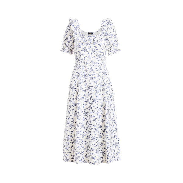 Floral Ruffle-Trim Linen Dress Polo Ralph Lauren 1