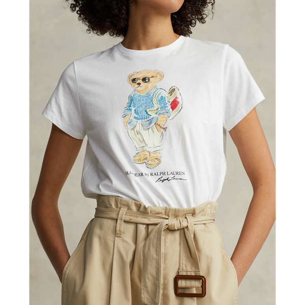 White Summer Cable Polo Bear Jersey T-Shirt Polo Ralph Lauren 6
