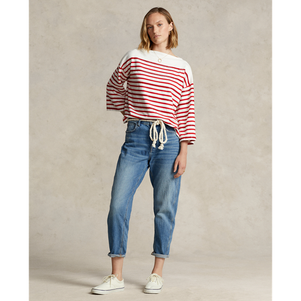 Deckwash White/Red Oversize Striped Jersey Crewneck T-Shirt Polo Ralph Lauren 4