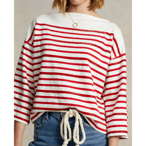 Deckwash White/Red Oversize Striped Jersey Crewneck T-Shirt Polo Ralph Lauren 6