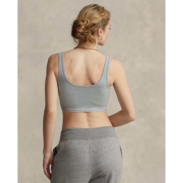 Andover Heather Repeat-Logo Rib-Knit Bralette Polo Ralph Lauren 5