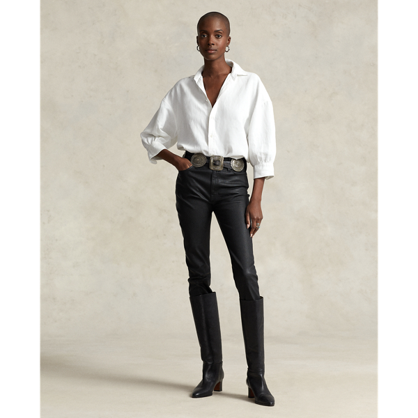 Camisa sarja de linho, seda relaxed fit Polo Ralph Lauren em Branco 4