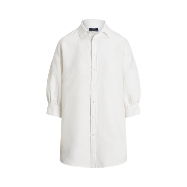 Camisa sarja de linho, seda relaxed fit Polo Ralph Lauren em Branco 2