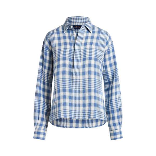 Plaid Linen Pullover Shirt Polo Ralph Lauren 1