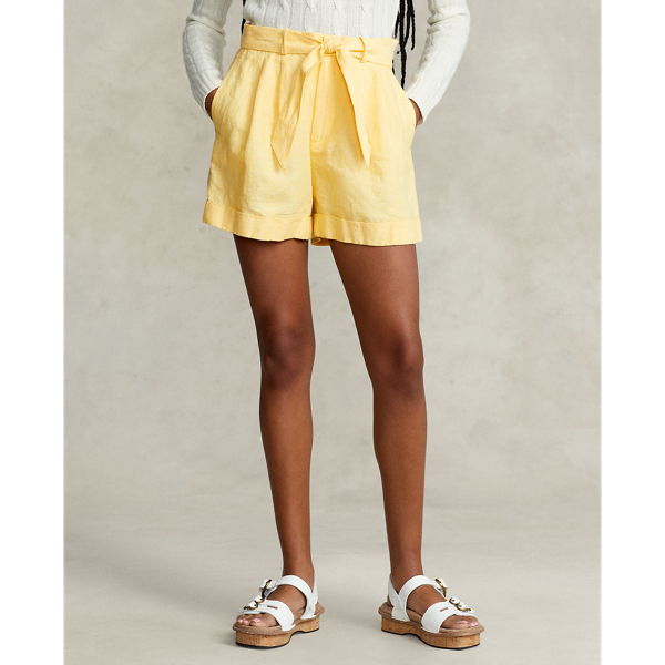 Belted Linen Pleated Short