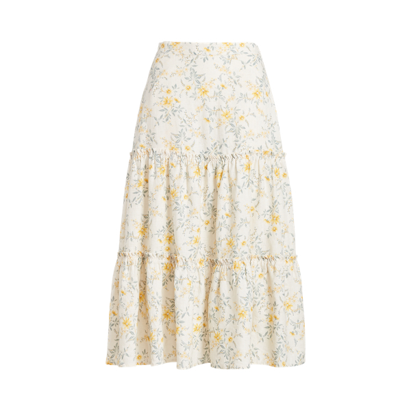 Floral Two-Tiered Linen Midi Skirt Polo Ralph Lauren 1