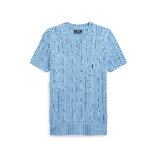 Camisola de mangas curtas e malha tran&ccedil;ada Polo Ralph Lauren em 1