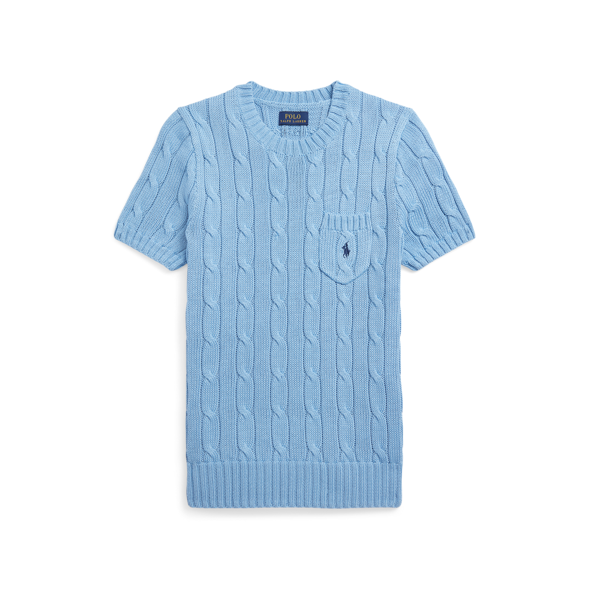 Cable-Knit Cotton Short-Sleeve Sweater