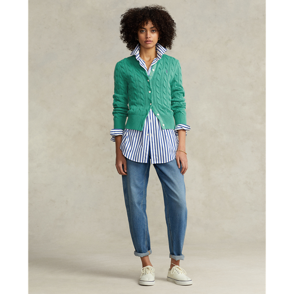 Raft Green Cable-Knit Cotton Cardigan Polo Ralph Lauren 4