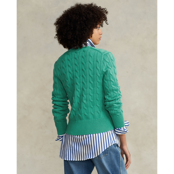 Raft Green Cable-Knit Cotton Cardigan Polo Ralph Lauren 5