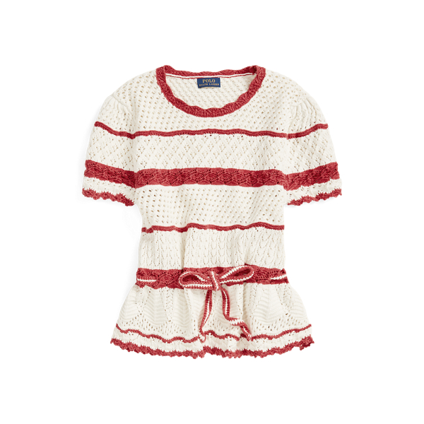 Maglia a maniche corte pointelle a righe Polo Ralph Lauren in 1