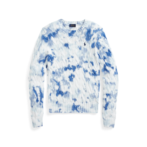 Tie Dye Cable Knit Cotton Sweater