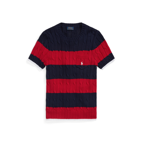 Striped Cable-Knit Short-Sleeve Sweater Polo Ralph Lauren 1