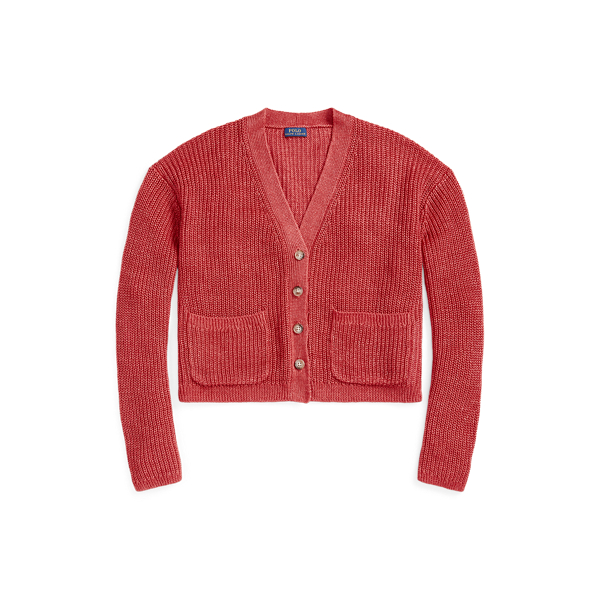 Rib-Knit Linen V-Neck Cardigan Polo Ralph Lauren 1