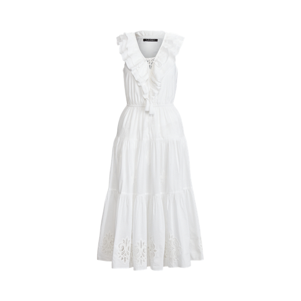 Eyelet Cotton Sleeveless Dress Lauren 1