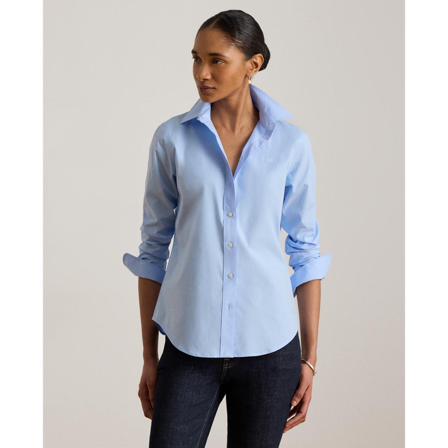 Женская рубашка Ralph Lauren Classic Fit Easy Care Cotton, цвет: Синий — фото 4