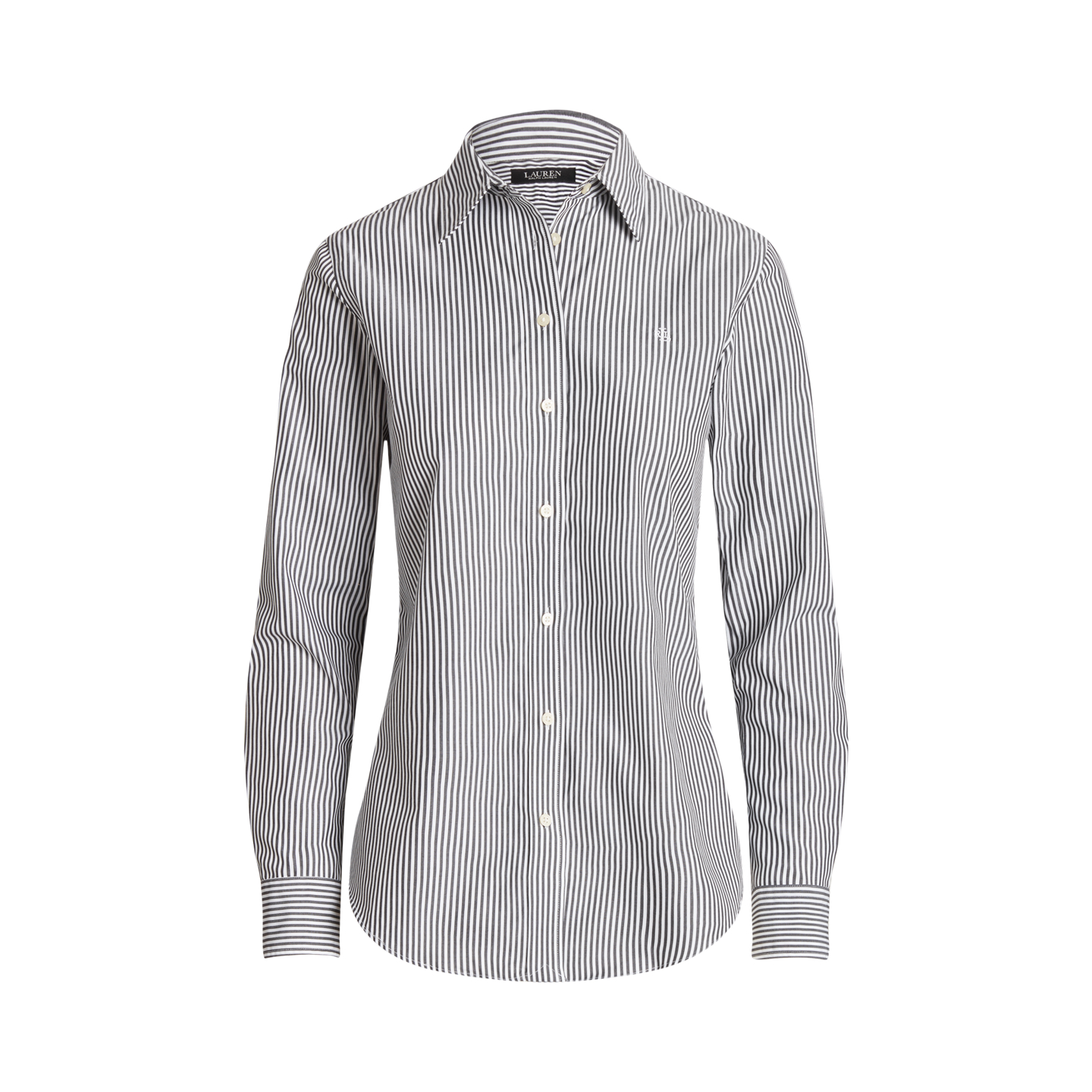 Женская рубашка Ralph Lauren Classic Fit Striped Cotton, цвет: Чёрный / Белый — фото 5