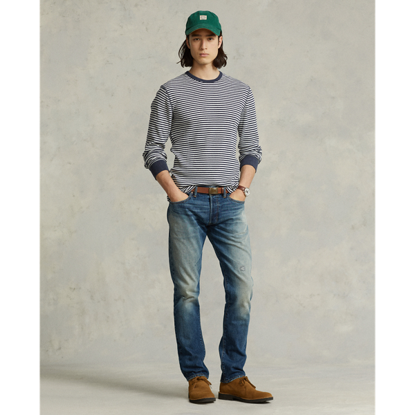 Nevis/Basic Navy Heather Striped Waffle-Knit Crewneck Polo Ralph Lauren 4