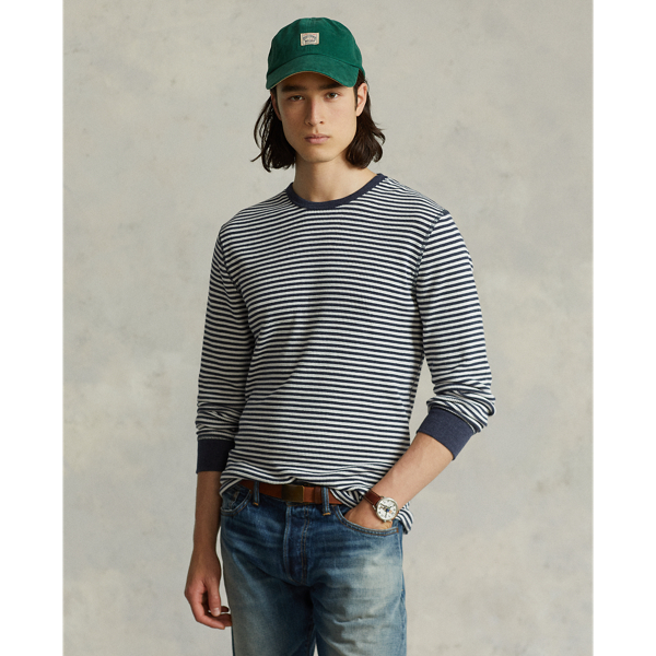 Nevis/Basic Navy Heather Striped Waffle-Knit Crewneck Polo Ralph Lauren 1