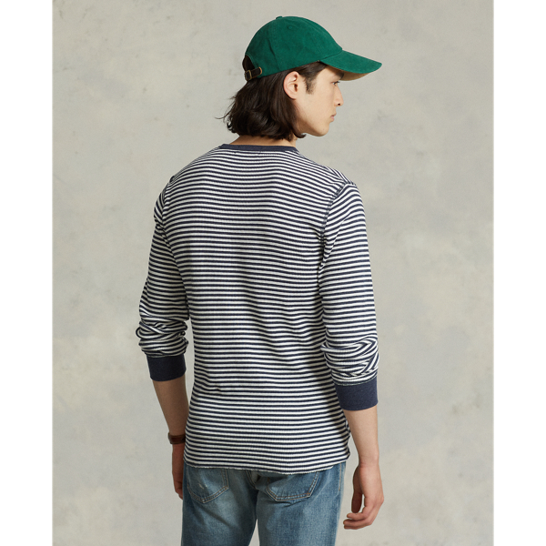 Nevis/Basic Navy Heather Striped Waffle-Knit Crewneck Polo Ralph Lauren 5