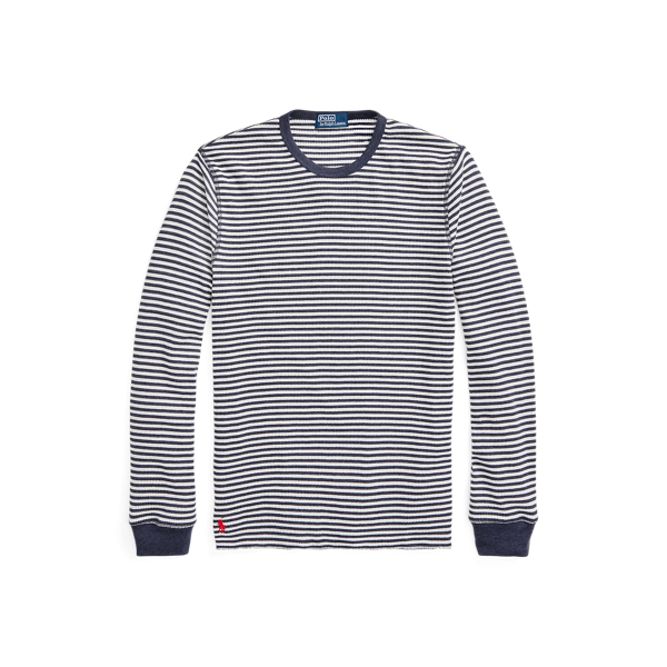 Striped Waffle-Knit Crewneck