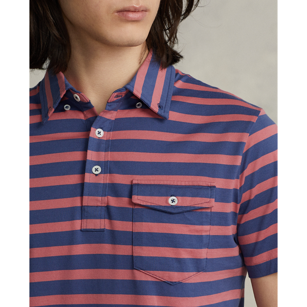 Adirondack Berry/Navy Striped Jersey Pocket Polo Shirt Polo Ralph Lauren 6