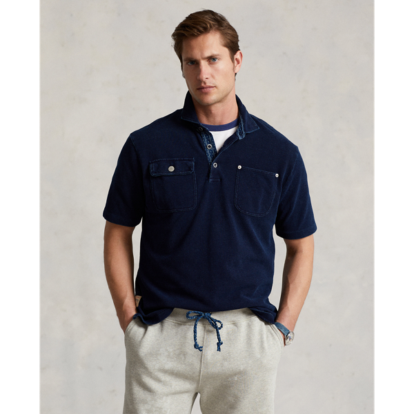 Dark Indigo Classic Fit Indigo Mesh Polo Shirt Polo Ralph Lauren 1