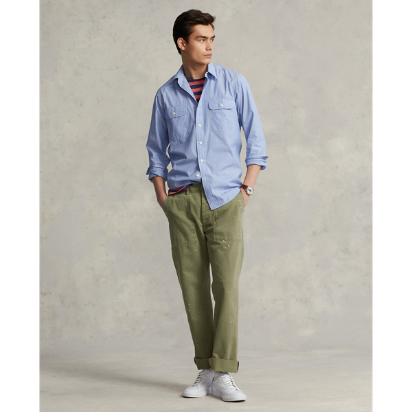Bluebell/White Classic Fit End-on-End Workshirt Polo Ralph Lauren 3