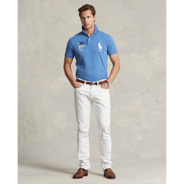 Retreat Blue Custom Slim Fit Big Pony Mesh Polo Shirt Polo Ralph Lauren 4