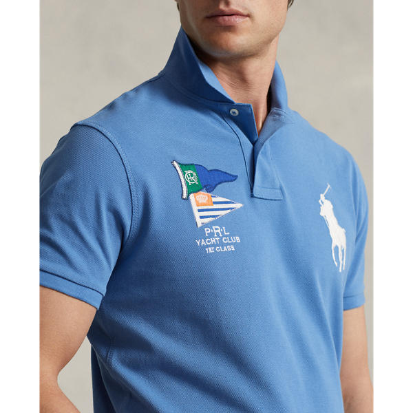 Retreat Blue Custom Slim Fit Big Pony Mesh Polo Shirt Polo Ralph Lauren 6