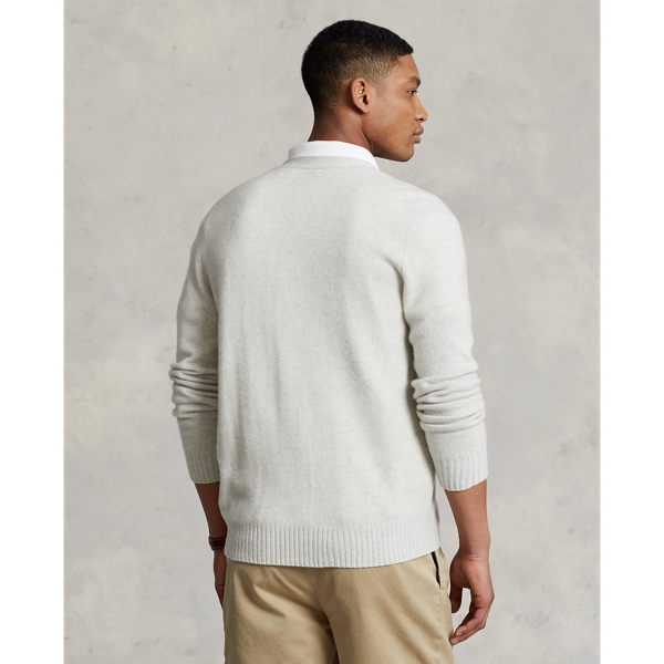 Light Grey Heather Cashmere V-Neck Cardigan Polo Ralph Lauren 5
