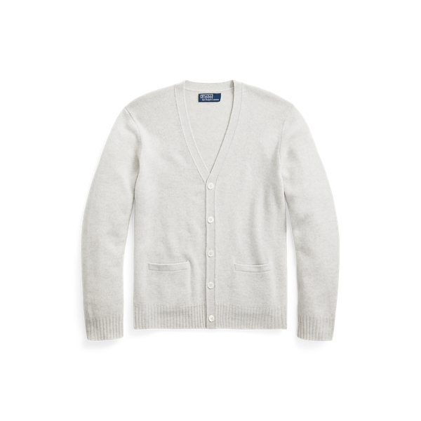 Light Grey Heather Cashmere V-Neck Cardigan Polo Ralph Lauren 2