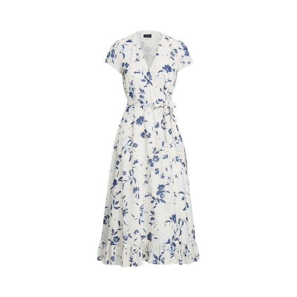 Floral Ruffle-Trim Wrap Midi Dress Polo Ralph Lauren 1