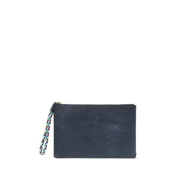 Pochette en cuir &agrave; bandouli&egrave;re tiss&eacute;e