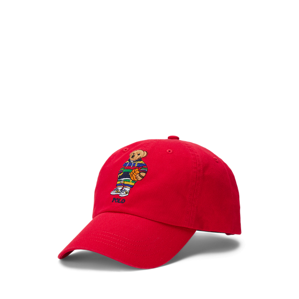 Red polo hat with bear top