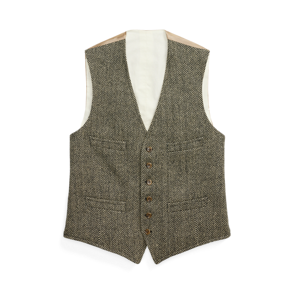 Wool Herringbone Tweed Waistcoat Polo Ralph Lauren 1